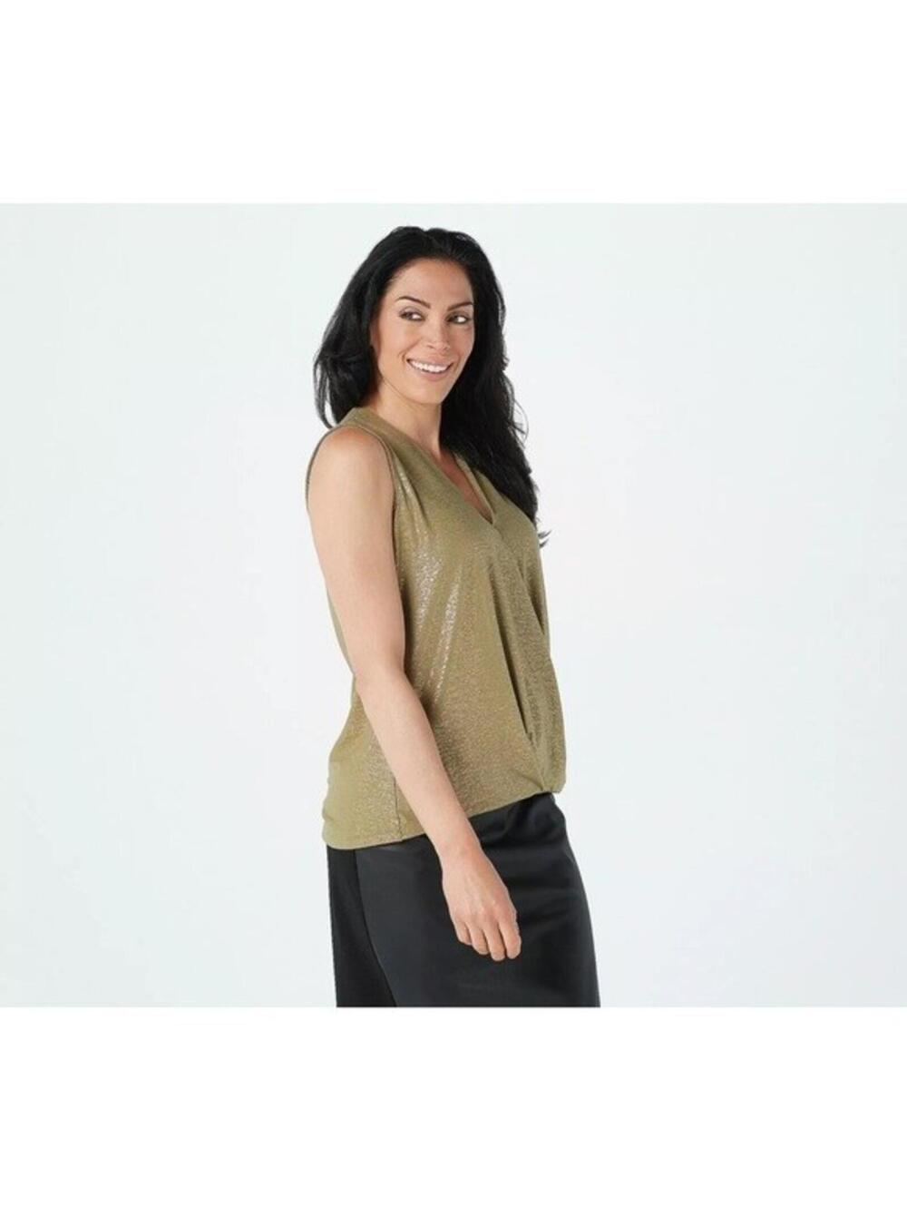 3060 Lisa Rinna Collection Sleeveless Crossover Top ALOE XL